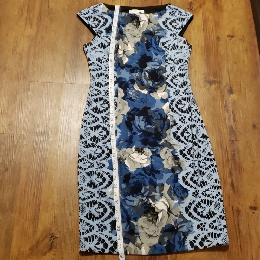 London times blue abstract floral dress sleeveless